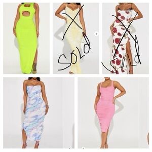 Lot Bundle of 3 Fashion Nova Maxi/Midi Dresses New w Tag Size Med Large